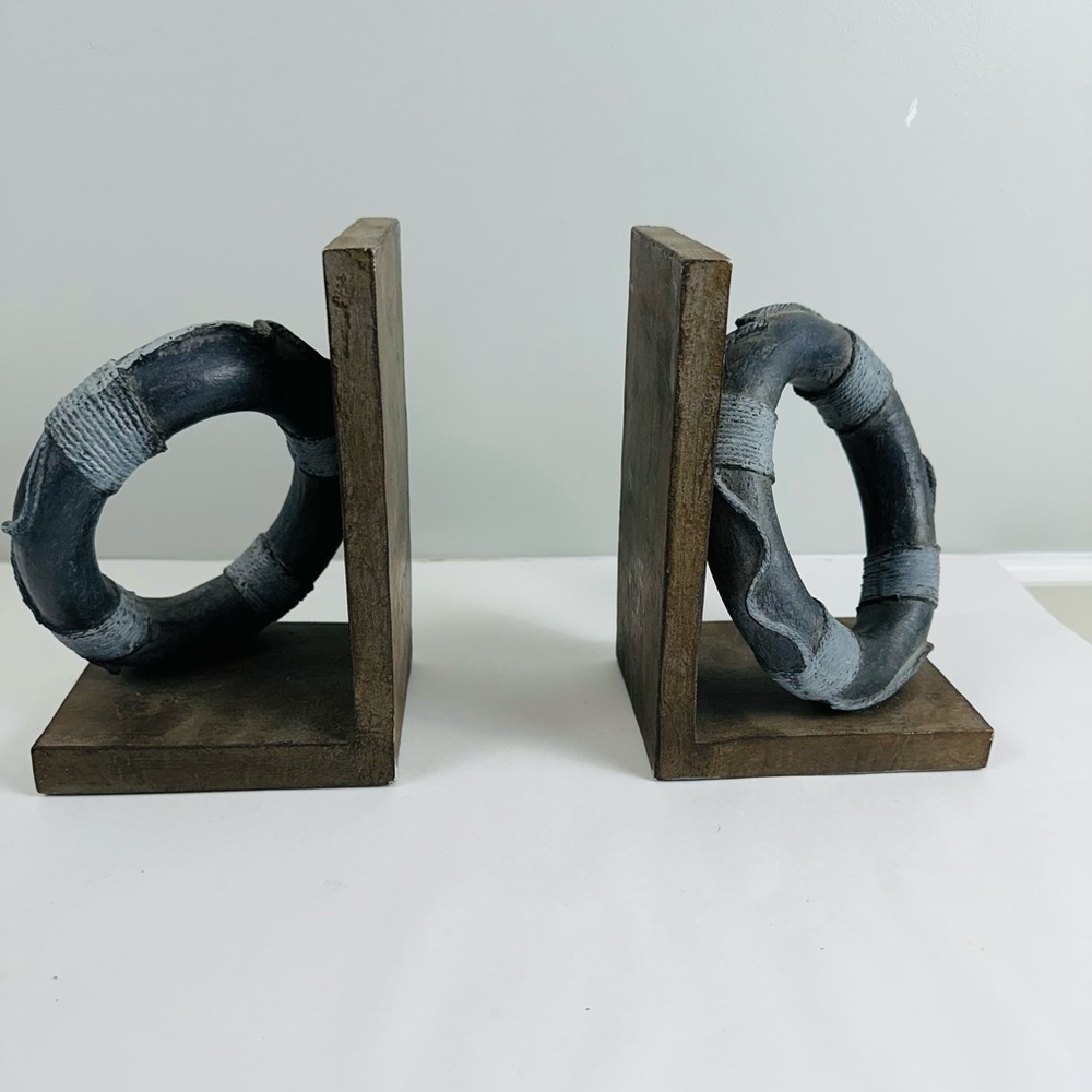 Fishermen’s Coastal Bookends Life Preservers